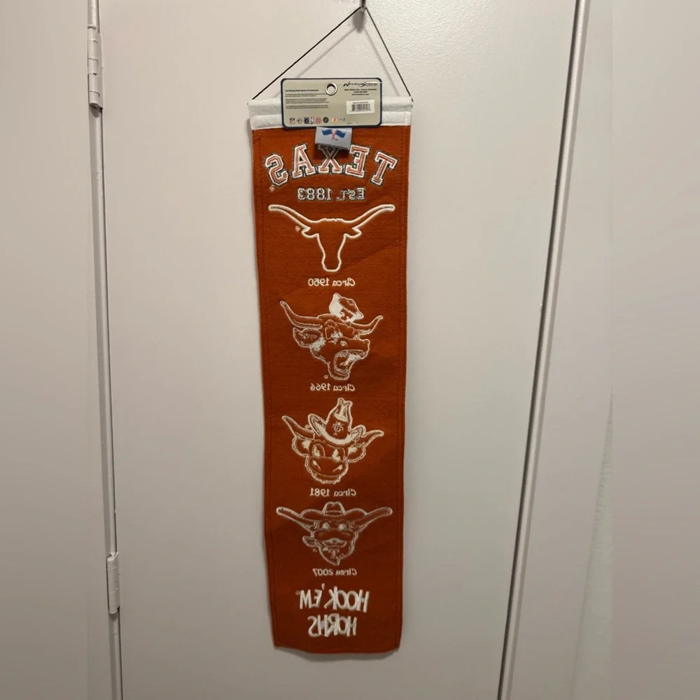 Texas Longhorns Heritage Banner Wool Retro Banner 8x30 NWT